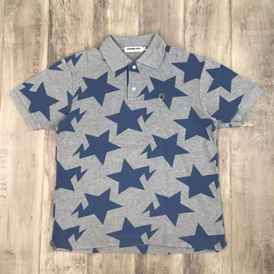 Pre-owned Bape Star Polo Shirt Gray X Blue Sta In Gray/blue | ModeSens