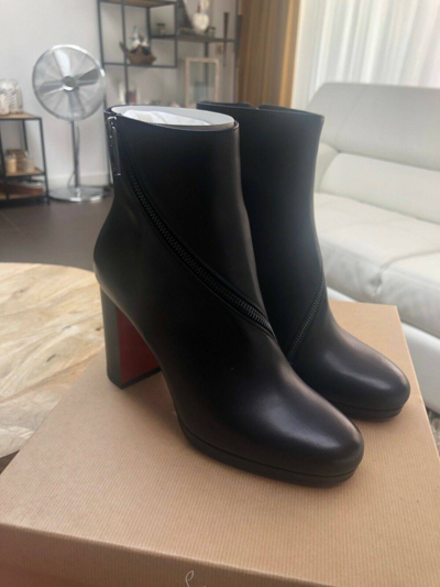 Pre-owned Christian Louboutin Birgitta Black 100mm Boots New