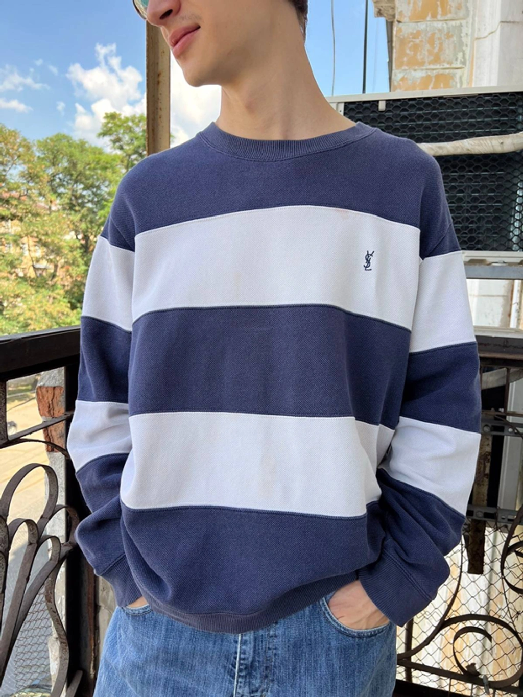 Pre-owned Ysl Pour Homme Yves Saint Laurent Sweatshirt Distressed