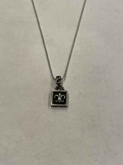 Pre-owned Chrome Hearts Frame Bs Fleur Silver Ball Chain Necklace