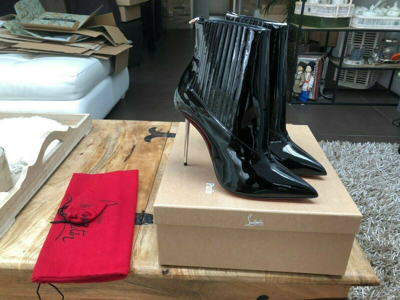 Pre-owned Christian Louboutin Epic 100mm Black Ankle Boots New Size 41