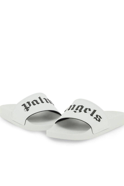 Pre-owned Palm Angels Logo Slides In White