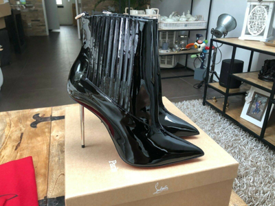 Pre-owned Christian Louboutin Epic 100mm Black Ankle Boots New