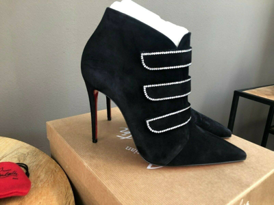 Pre-owned Christian Louboutin Triniboot Black Boots Size 37 New