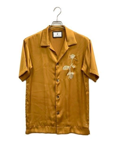 Pre-owned Miharayasuhiro Mihara Yasuhiro Flower Embroidered Short Sleeve Shirt 44 In Yellow