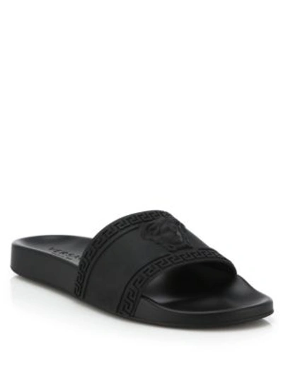 VERSACE MEN'S MEDUSA RUBBER POOL SLIDE SANDALS,400093022183