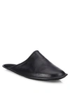 A. TESTONI' Nero Open Back Lux   Leather Slippers