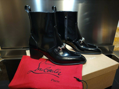 Pre-owned Christian Louboutin Mayerswing 55mm Black Ankle Boots New