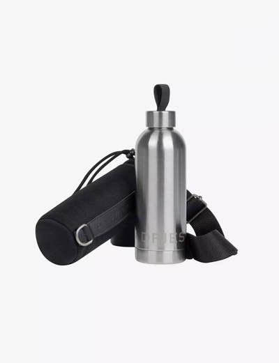 Pre-owned Dries Van Noten Stainless Steel Water Bottle & Holder In Black Silver