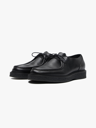 Pre-owned Saint Laurent Black Laced Leather Loafers