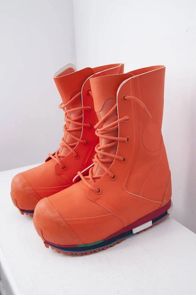 Pre-owned Adidas Originals Aw14 Neon Bunny Boots In Red/orange