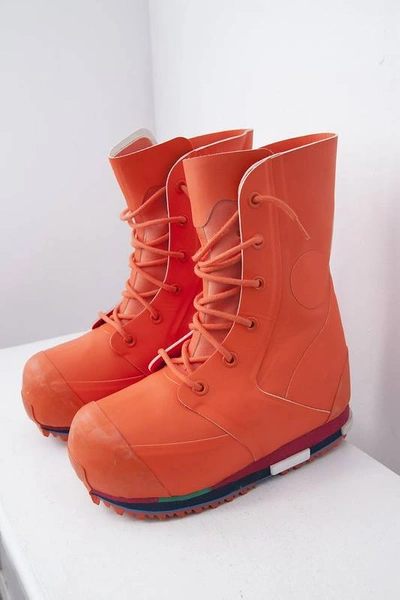 Pre-owned Adidas Originals Aw14 Neon Bunny Boots In Red/orange 