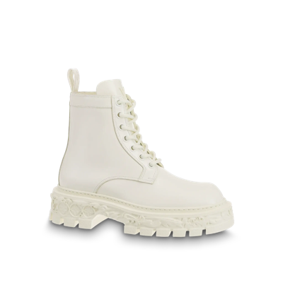 Pre-owned Louis Vuitton Lv Baroque Chelsea Boots In White Pre-owned Louis Vuitton Lv Baroque Chelsea Boots In White