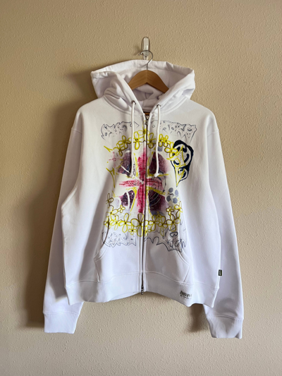 Pre-owned Heaven By Marc Jacobs Bladee Zip Hoodie In White