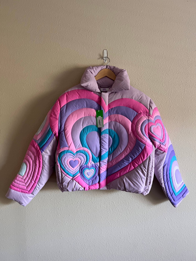 Pre-owned Erl Hearts Puffer Jacket In Pink