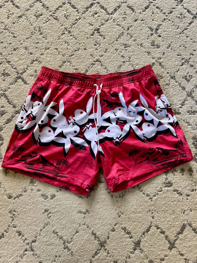 Pre-owned Amiri Playboy Swim Shorts In Red