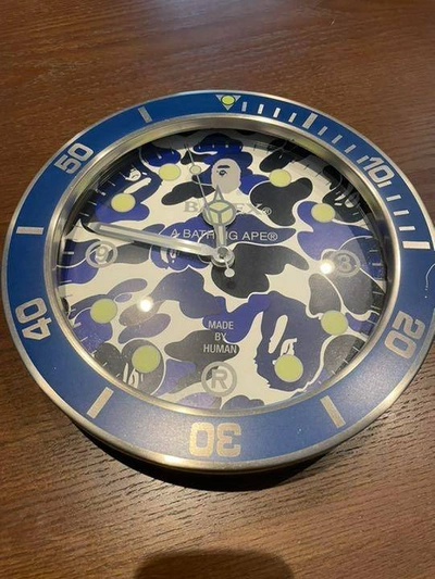 Pre-owned Bape A Bathing Ape X Wall Clock Abc Camo Blue In Blue Camo