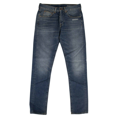Pre-owned Off-white Kids' C/o Virgil Abloh Blue Denim Faded Slim Jeans Pants Size 36