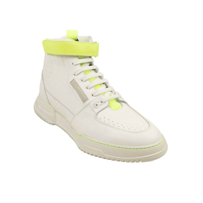 Pre-owned Marcelo Burlon County Of Milan White Nis High Fluorescent Yellow Sneakers Size 10/43