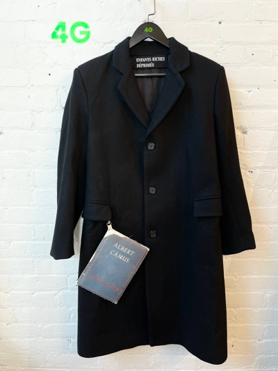 Pre-owned Enfants Riches Deprimes Erd Peacoat With Book Chain ‘ Stranger Coat ‘ Grail In Black