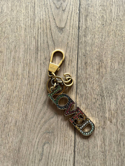 Pre-owned Gucci Loved Keychain In Brass