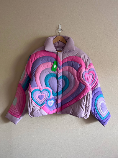 Pre-owned Erl Hearts Puffer Jacket In Pink