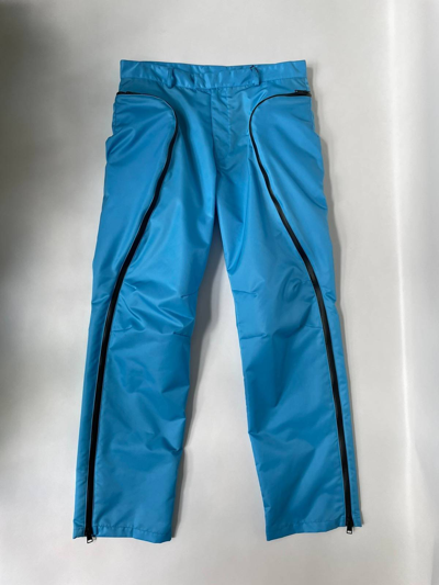 Pre-owned Bottega Veneta Kids' Pre Fall 2020 Nylon Astro Trousers In Light Blue
