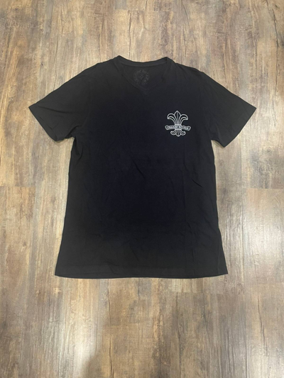 Pre-owned Chrome Hearts Fleur De Lis Scroll Logo Black V Neck Tee In Black/white