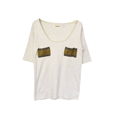 Pre-owned Kapital /wide Pocket T-shirt/21771 - 0391 51 In Ivory