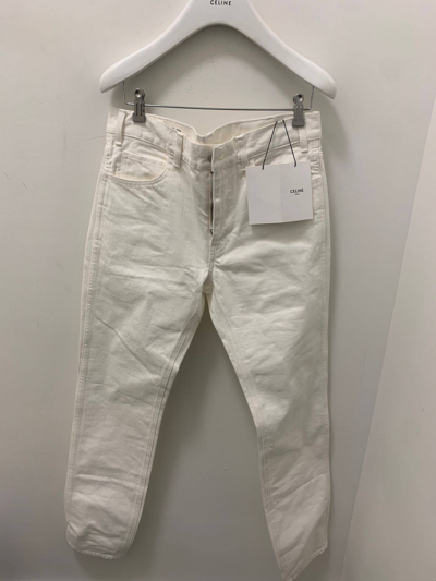 Pre-owned Celine Kids' Jeans Slim Taile Basse In White