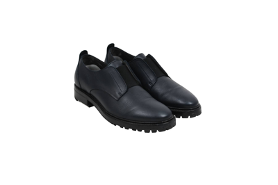Pre-owned Lanvin Navy Blue Black Leather Work Derby Slip On Oxford - 00469 Shoes