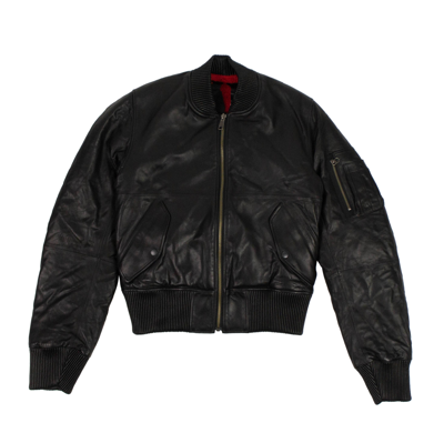 Pre-owned Vlone Black & Red Leather Bomber Jacket Size M