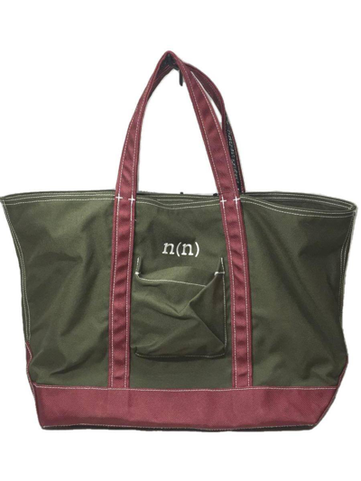 Pre-owned Number N Ine Number (n)ine Tote Bag Khaki / Maroon Nylon In Khaki/maroon