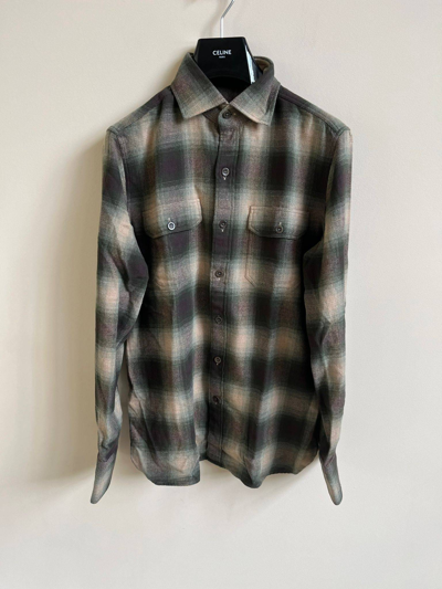 Pre-owned Tom Ford Flannel Chemise Button Up In Green