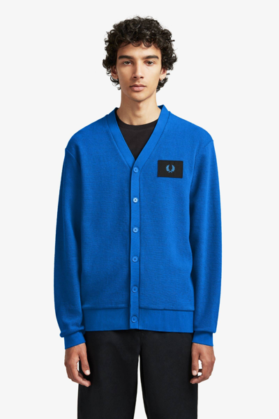 Pre-owned Fred Perry Ss20  Acid Bright Blue Cardigan M