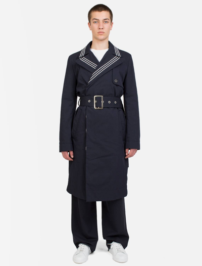 Pre-owned Jw Anderson Aw18 J.w. Anderson Wadded Trench Coat 46 In Navy