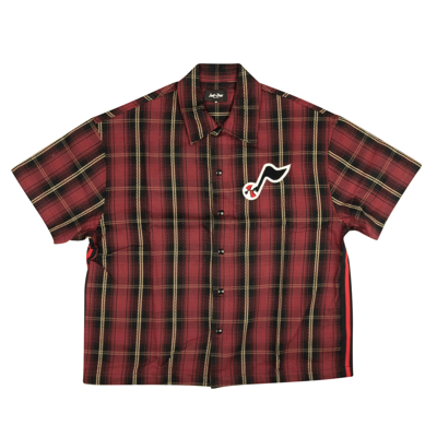 Pre-owned Just Don Kids' Red The Sound Plaid Snap Shirt Size S