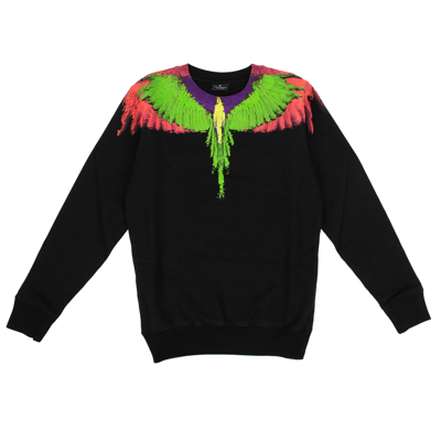 Pre-owned Marcelo Burlon County Of Milan Nwt Black Cotton Multicolored Wings Sweatshirt Size S $440