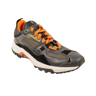 Pre-owned Marcelo Burlon County Of Milan New Grey&orange Cross Runner Damaged Sneakers 11/44 $595 In Black