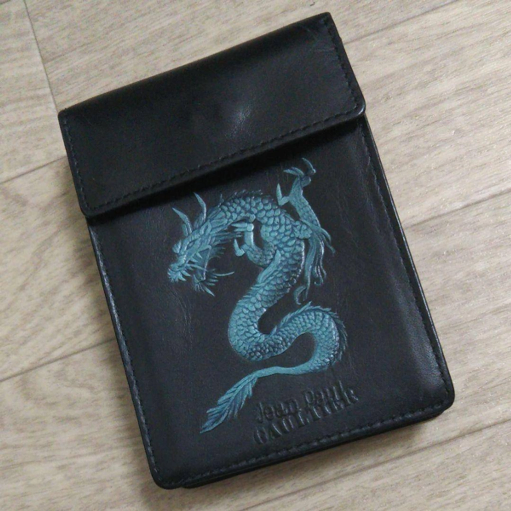 Pre-owned Jean Paul Gaultier Jpg Dragon Leather Cigarette Case In Black