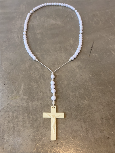 Pre-owned Number N Ine Number (n)ine Rosary Bead Necklace White