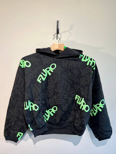 Pre-owned Erl Fluro Hooded Sweatshirt Black Green