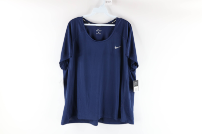 Pre-owned Nike X Vintage New Nike Dri-fit Miler Swoosh Short Sleeve Training T-shirt In Blue