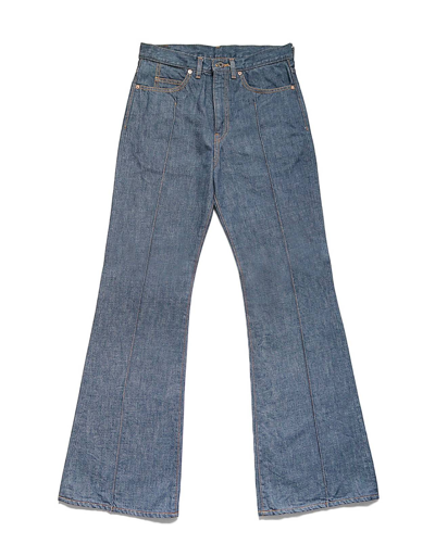 Pre-owned Kapital Kids' 14oz Color Denim 5p Flare Pants 32inch In Gray Blue