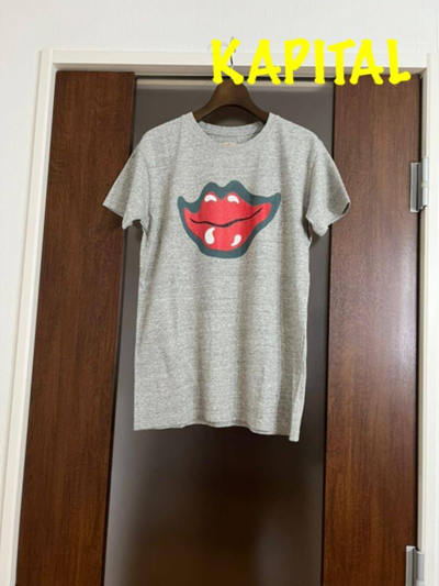 Pre-owned Kapital Indigenous Lip Short Sleeve T-shirt Gray Cotton 2 In Grey