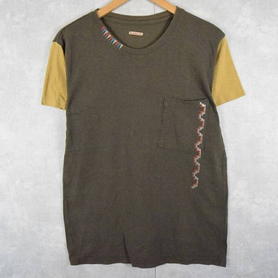 Pre-owned Kapital Native Pattern Pocket Short Sleeve T-shirt Khaki L