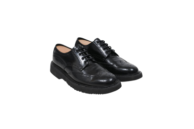 Pre-owned Prada Oxford Wingtip Chunky Derby Leather Brogue Shoes - 00658 In Black