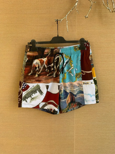 Pre-owned Amiri Souvenir Patchwork Swim Trunks In Multicolor