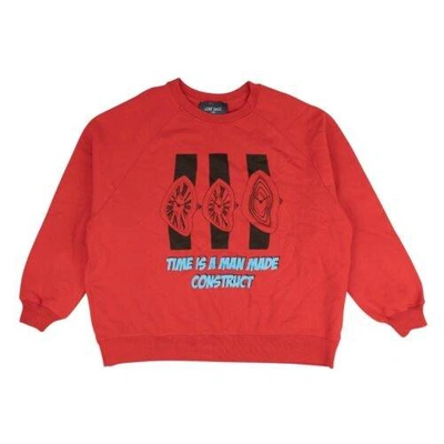 Pre-owned Lost Daze Red & Blue Time Crew Pullover Sweatshirt Size Xl