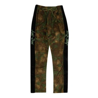 Pre-owned Just Don Kids' Green & Brown Camo Corduroy Tearaway Pants Size Xs